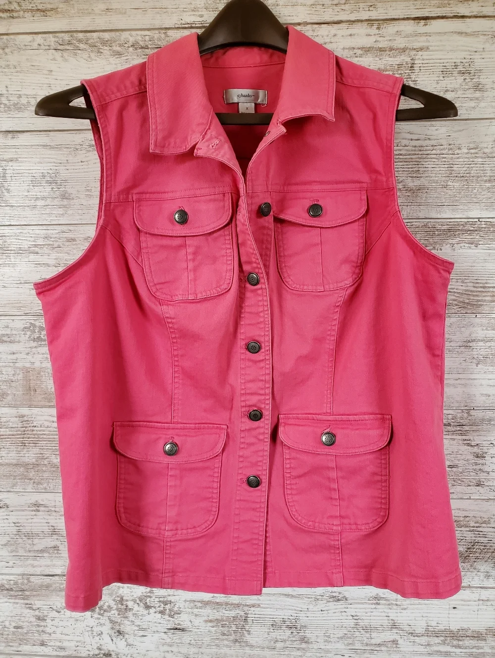 Christopher & Banks Hot Pink Denim Utility Vest - Picture 1 of 8